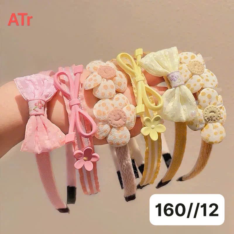Băng đô nơ pastel phối hoa