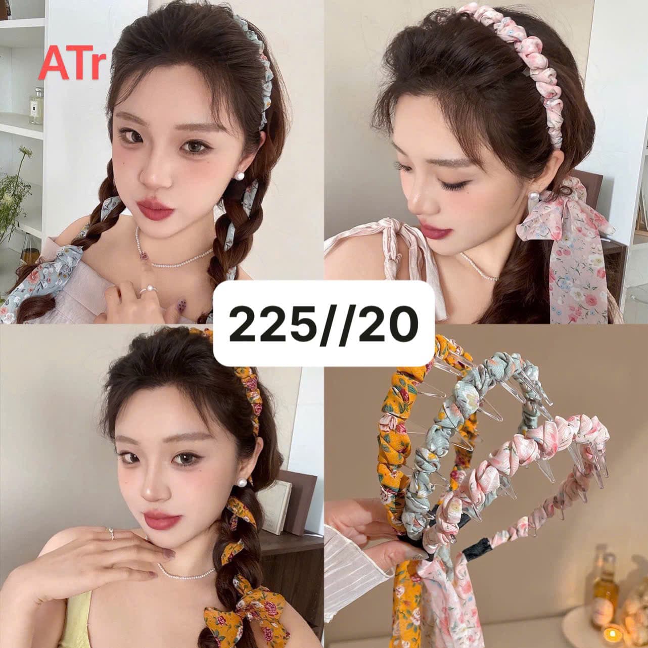 Băng đô vải ren phối màu